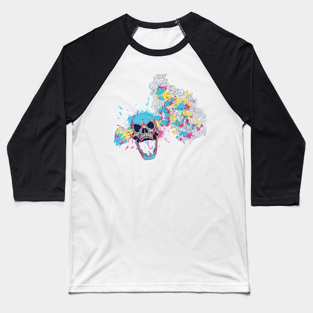 Colorful Headshot Baseball T-Shirt by inkExtreme